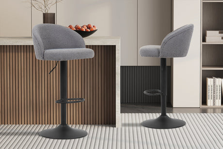 Tabouret de bar Arda Bouclé Gris clair - vue 2