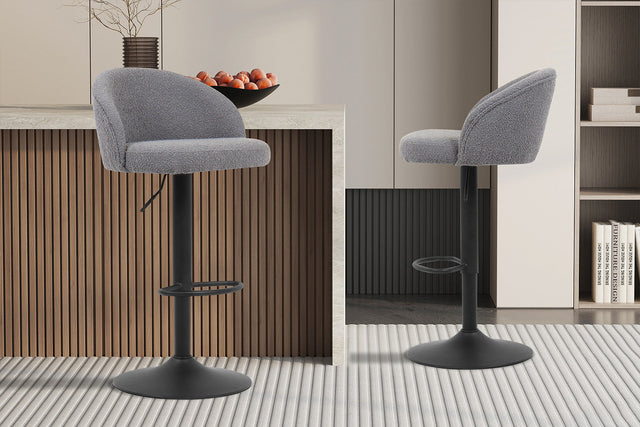 Tabouret de bar Arda Bouclé Gris clair - vue 2