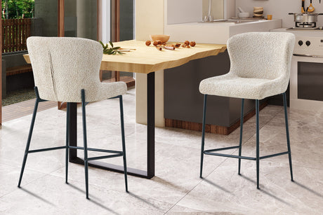 Chaise de comptoir Lisa Bouclé Beige