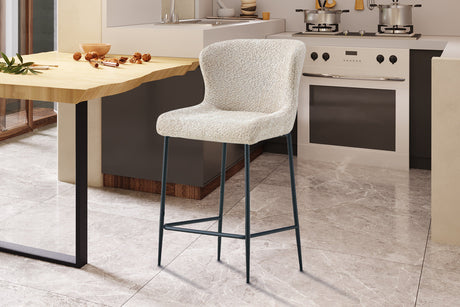 Chaise de comptoir Lisa Bouclé Beige - vue 2