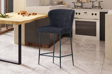 Chaise de comptoir Lisa Bouclé Gris foncé - vue 2