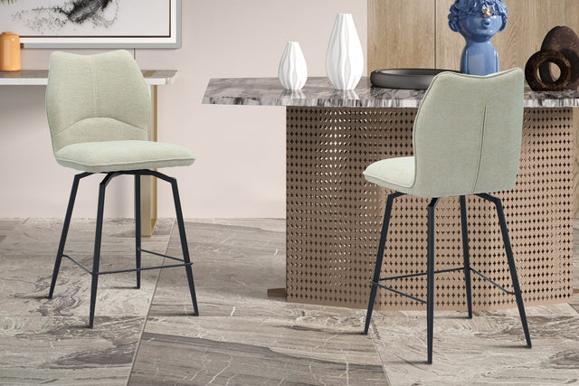 Chaise de comptoir Lara Tissu Ote Sea 140 Pivotant Ecru