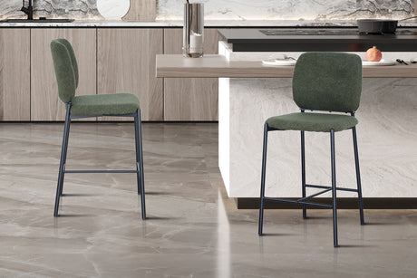 Chaise de comptoir Sophia Tissu Vert - vue 2