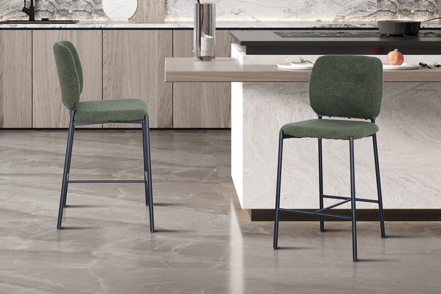 Chaise de comptoir Sophia Tissu Vert - vue 2