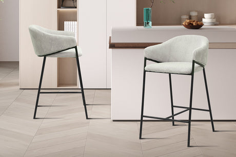 Chaise de comptoir Hugo Corduroy Gris clair