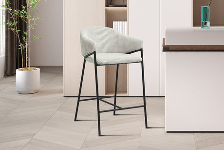 Chaise de comptoir Hugo Corduroy Gris clair - vue 2