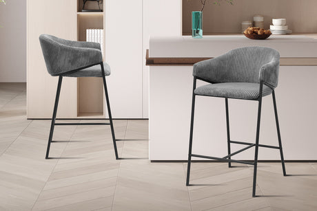 Chaise de comptoir Hugo Corduroy Gris foncé