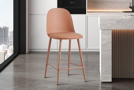 Chaise de comptoir Jasmin Assise PP Coussin PU Terracotta - vue 2
