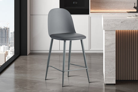 Chaise de comptoir Jasmin Assise PP Coussin PU Gris - vue 2