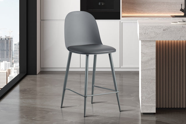 Chaise de comptoir Jasmin Assise PP Coussin PU Gris - vue 2