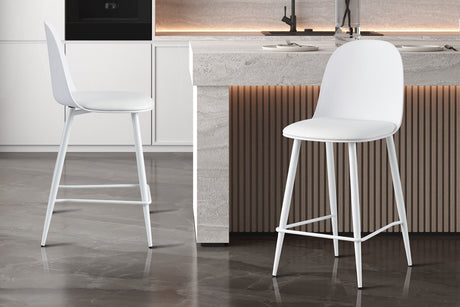 Chaise de comptoir Jasmin Assise PP Coussin PU Blanc