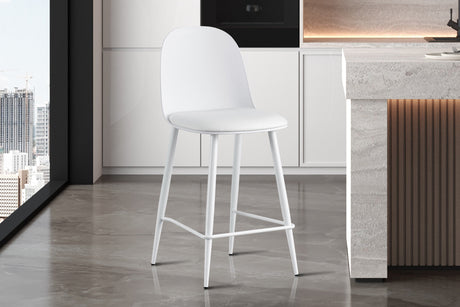 Chaise de comptoir Jasmin Assise PP Coussin PU Blanc - vue 2