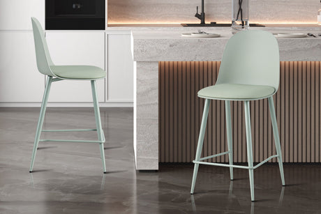 Chaise de comptoir Jasmin Assise PP Coussin PU Gris-vert