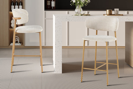 Chaise de comptoir Coco Naturel Tissu Raven 24 Beige