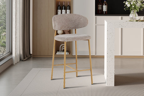 Chaise de comptoir Coco Naturel Tissu Raven 30 Sable - vue 2