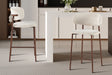 Chaise de comptoir Coco Noyer Tissu Raven 24 Beige
