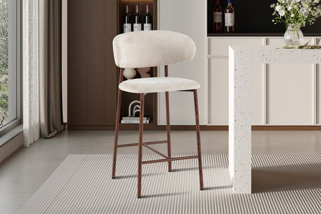 Chaise de comptoir Coco Noyer Tissu Raven 24 Beige - vue 2