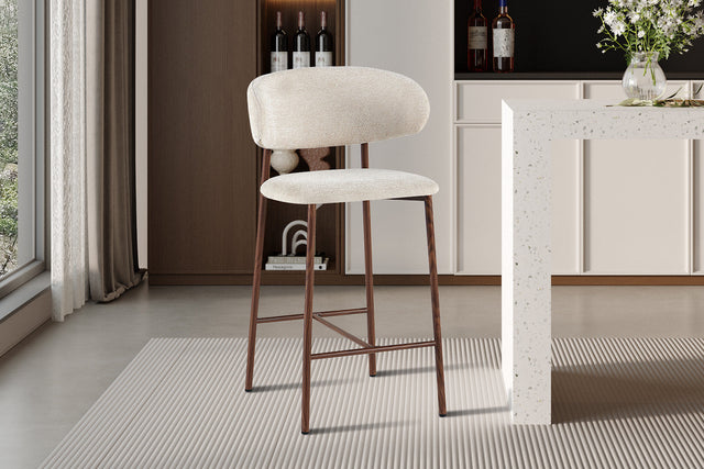 Chaise de comptoir Coco Noyer Tissu Raven 24 Beige - vue 2