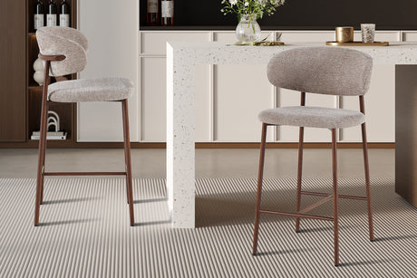 Chaise de comptoir Coco Noyer Tissu Raven 30 Sable