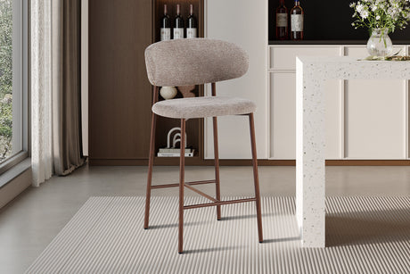 Chaise de comptoir Coco Noyer Tissu Raven 30 Sable - vue 2