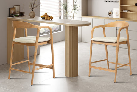 Chaise de comptoir Claire Frêne Naturel Milan 103 Beige