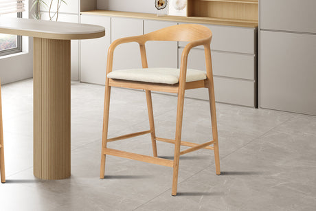 Chaise de comptoir Claire Frêne Naturel Milan 103 Beige - vue 2