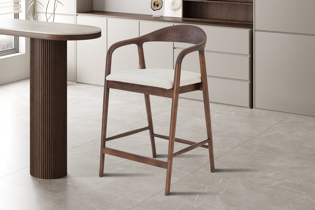 Chaise de comptoir Claire Frêne Noyer Milan 103 Beige - vue 2