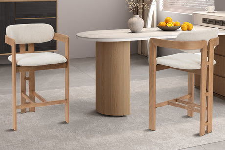 Chaise de comptoir Camille Frêne Naturel Ote Milan 103 Beige - vue 2