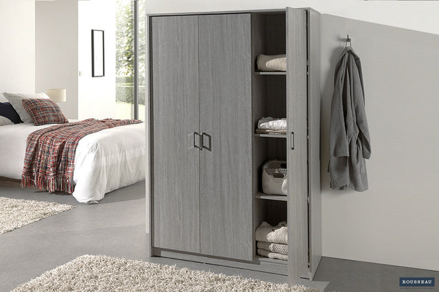 Armoire Ray 3 portes Chêne gris