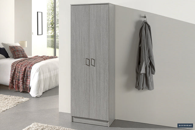 Armoire de rangement Ray 2 portes 4 étagères Chêne gris