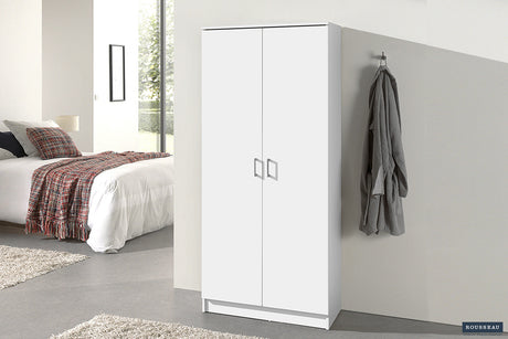 Armoire de rangement Ray 2 portes 4 étagères Blanc