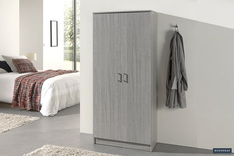 Armoire de rangement Ray 2 portes 4 étagères Chêne gris