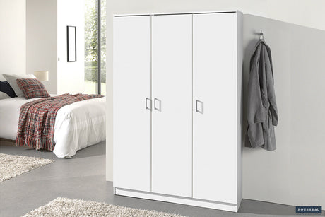Armoire de rangement Ray 3 portes 4 étagères Blanc