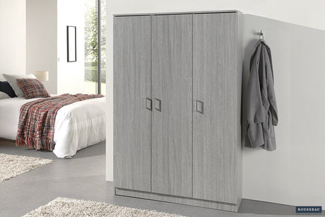 Armoire de rangement Ray 3 portes 4 étagères Chêne gris