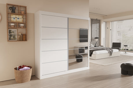 Armoire Mike Coulissante Miroir Blanc