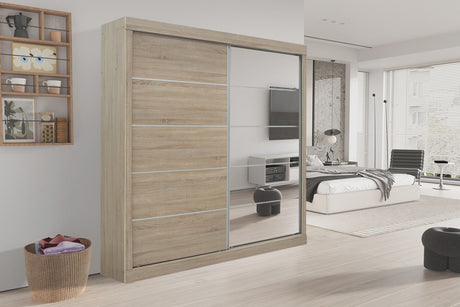 Armoire Mike Coulissante Miroir Sonoma