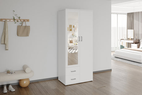 Armoire Marc 2 portes avec miroir Blanc