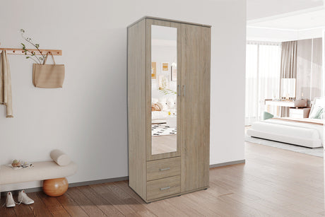 Armoire Marc 2 portes avec miroir Sonoma