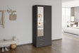 Armoire Marc 2 portes avec miroir Gris Foncé