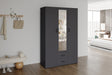 Armoire Marc 3 portes avec miroir Gris foncé