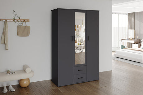 Armoire Marc 3 portes avec miroir Gris foncé