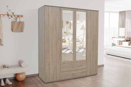 Armoire Marc 4 portes avec 2 miroirs Sonoma