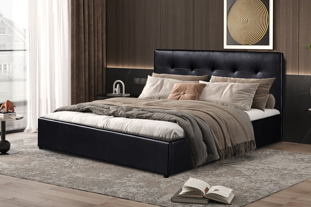 Lit Coffre Porto 160x200 PU Noir