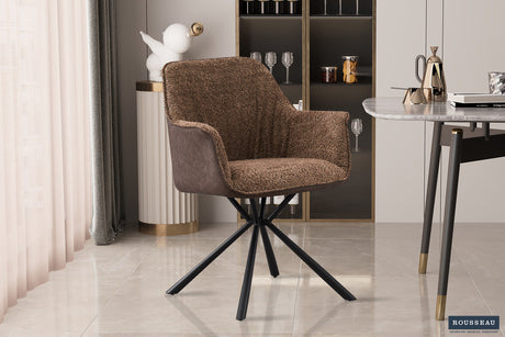 Chaise Lucie Bouclé Sable Dos PU Brun