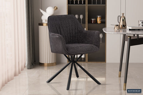 Chaise Lucie Bouclé Gris Dos PU Gris clair