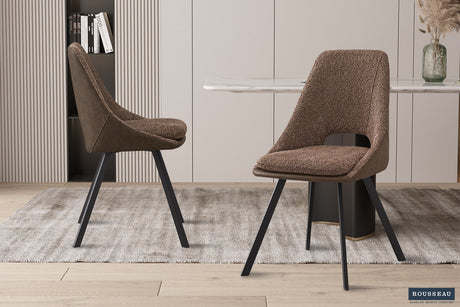 Chaise Filou Bouclé Sable Dos PU Brun