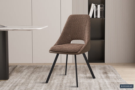 Chaise Filou Bouclé Sable Dos PU Brun - vue 2