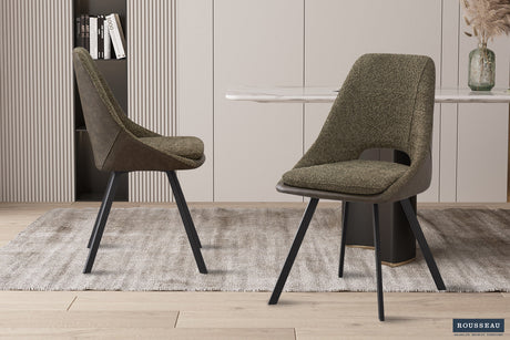 Chaise Filou Bouclé Vert Dos PU Vert foncé