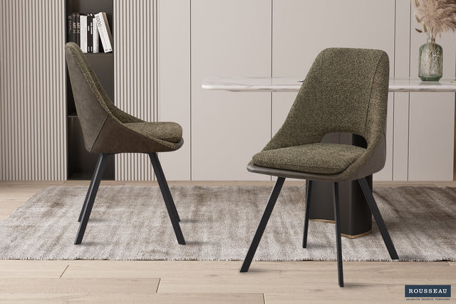 Chaise Filou Bouclé Vert Dos PU Vert foncé