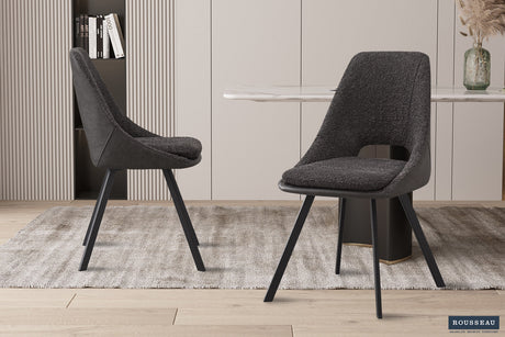 Chaise Filou Bouclé Gris Dos PU Gris clair